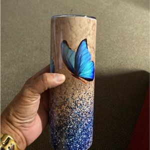 Blue butterfly 20oz skinny tumbler